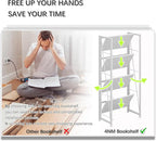 4NM No Assembly Folding Bookshelf Storage Shelves 4 Tiers Vintage Bookcase - Image 7