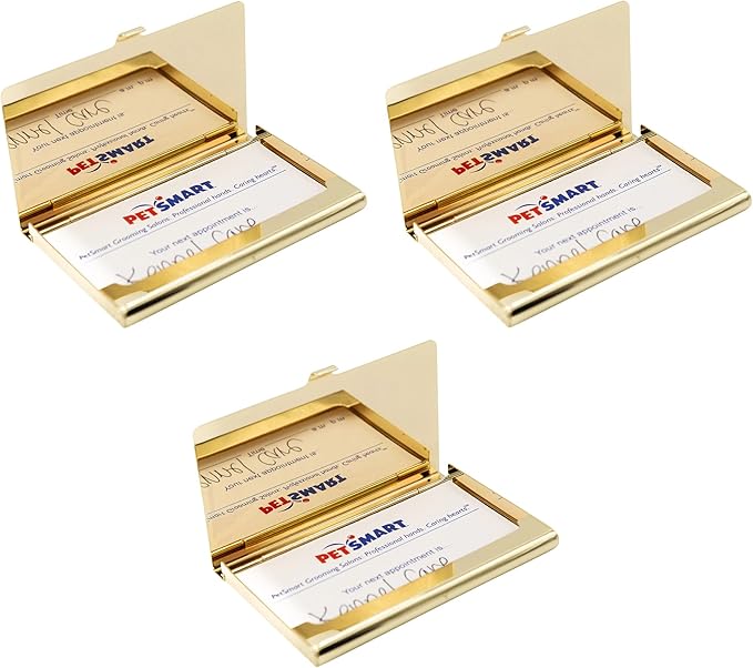 Stephanie Imports Set of 3 Slim & Minimalist Metal Business Card Holder Unisex - Image 3