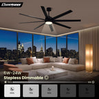 modern ceiling fans with lights, 72 inch ceiling, side view