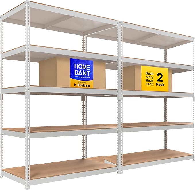 HOMEDANT 5 Tier Storage Shelves Adjustable Laminated Boltless Garage Metal by TheBestOrganizingSolution