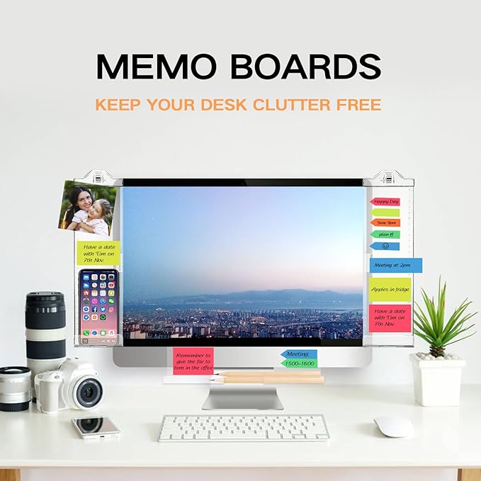 Monitor Memo Boards for Computer, Upgrade Transparent 3 PCS Multifunction - Image 2
