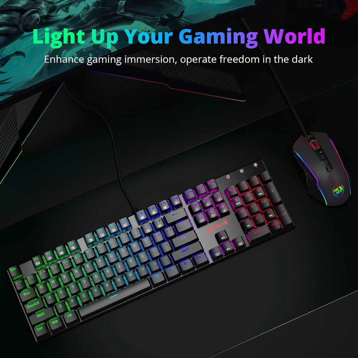 Redragon Mechanical Gaming Keyboard with Red Switches, Wired Keyboard Mechani...