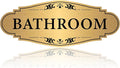 Bathroom Sign Sticker for Business and Home，Self-adhesive Brushed Gold Bathroom by LUHIMO