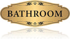 Bathroom Sign Sticker for Business and Home，Self-adhesive Brushed Gold Bathroom by LUHIMO