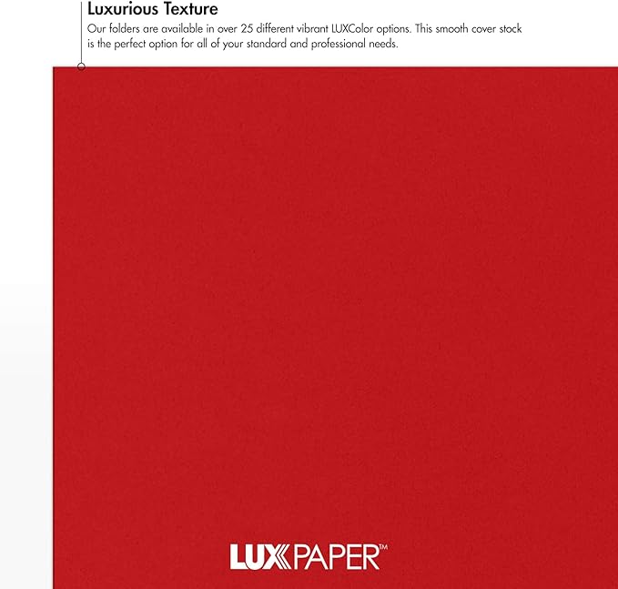 LUXPaper 9" x 12" Presentation Folders | Two Pocket | Ruby Red | 100lb. Cover | - Image 5