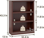 Bevfint 43 in Tall Bookcase, 3-Tier Bookshelf Open Storage, 33 inch Wide Floor - Image 2