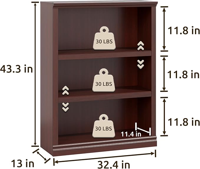 Bevfint 43 in Tall Bookcase, 3-Tier Bookshelf Open Storage, 33 inch Wide Floor - Image 2