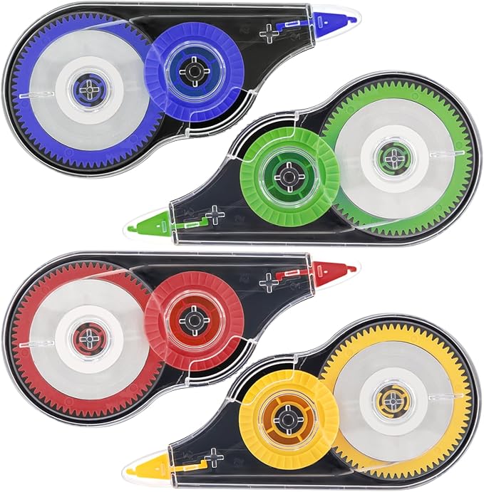 JEFURE 4 Pcs Colorful Correction Tape, 39.4 Ft White Wrong Out Tear-Resistant by JEFURE