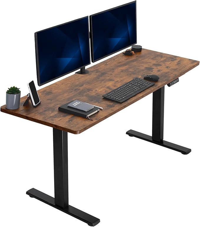 VIVO Electric 60 x 24 in Rustic Standing Desk, Memory Height Adjustment by VIVO