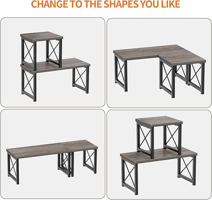 Honiter Desk Shelf for Top of Desk, Wood Desktop Shelf, 2 Tier Adjustable - Image 7