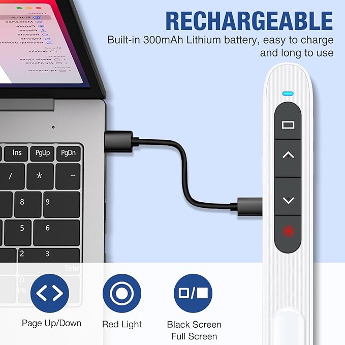 Rechargeable Presentation Clicker USB C Wireless Presenter Remote - Image 3