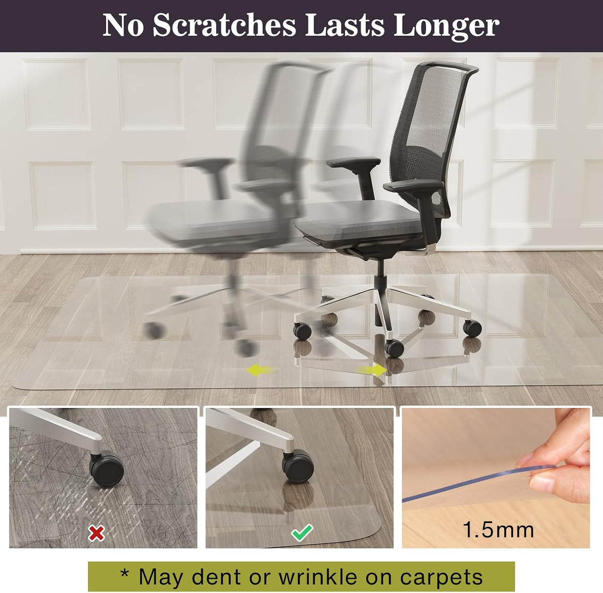 6'×9' No Spill Floor Mat, Easy Care Plastic Area Rug Protector Cover