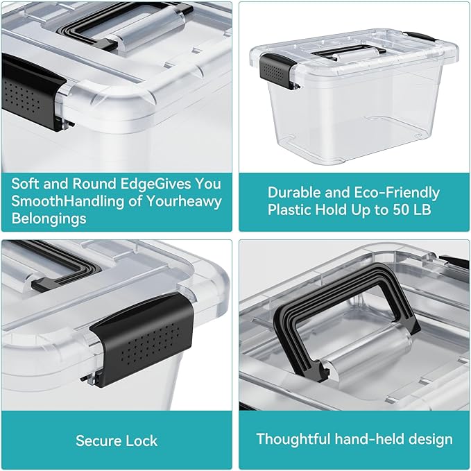 Nazhura Plastic Storage Bin, Stackable and Nestable Storage Boxes - Image 3
