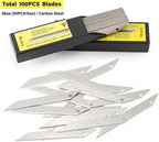 Gomake 100pcs Knife Replacement Blades, 30 Degree Carbon Steel 9mm Snap Off - Image 2