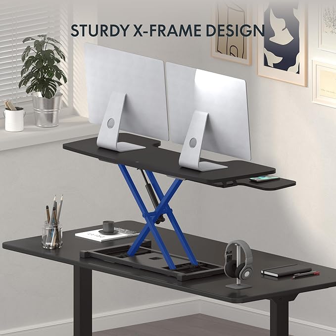 FLEXISPOT Standing Desk Converter 42-inch Spacious Sit to Stand up Dual Monitor - Image 6