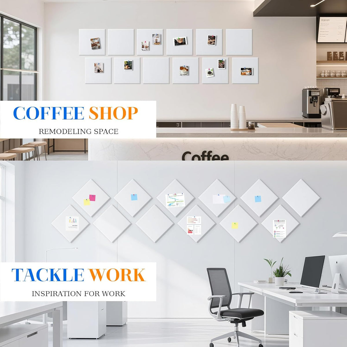 DOLLAR BOSS Felt Cork Board Tiles 48" x 36" Bulletin Board, 12 Pcs ...