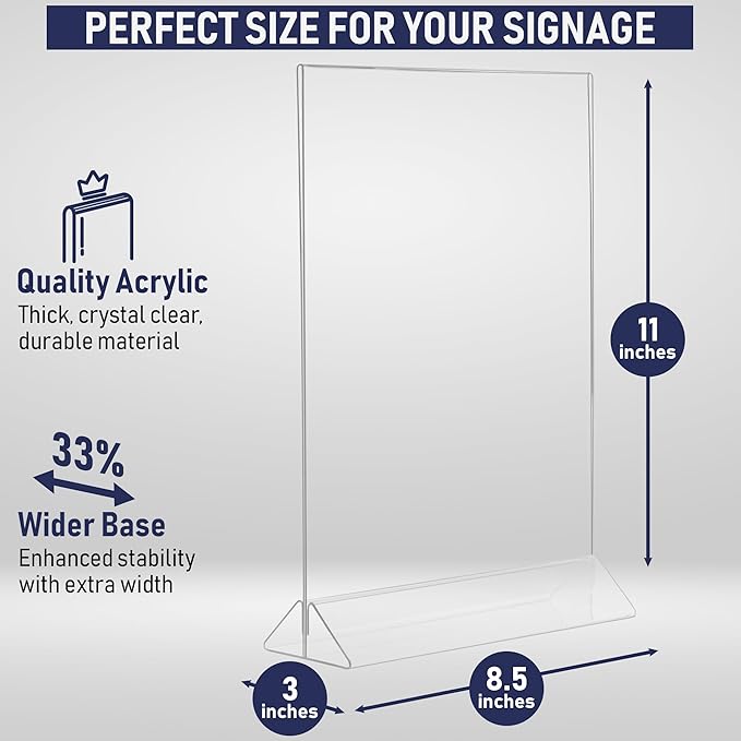 Acrylic Sign Holder 8.5 x 11, T-Shape Menu Holder - Image 2