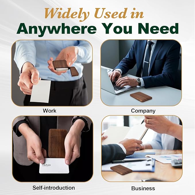 Yookin Wood Business Card Holder Wooden Magnetic Business Card Case Portable - Image 6