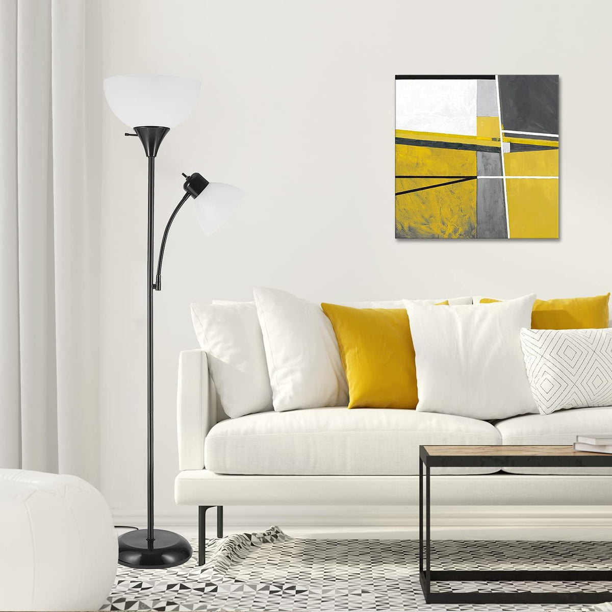 Globe Electric 67135 72" Floor Lamp with Adjustable Reading Light, Brigh...