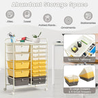 COSTWAY 15 Drawer Rolling Storage Cart, Utility Tools Paper Organizer on Wheels - Image 4