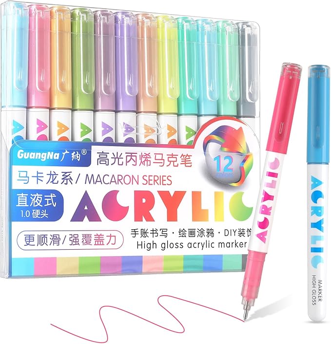 kander Acrylic Gel Pens, 12 Colors Highlighter Acrylic Gel Ink Pens by Yourcreativeassistant