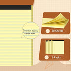 6 Pack Legal Pads 8.5 X11, College Ruled Notebook, 300 Sheets Yellow Note Pad - Image 3