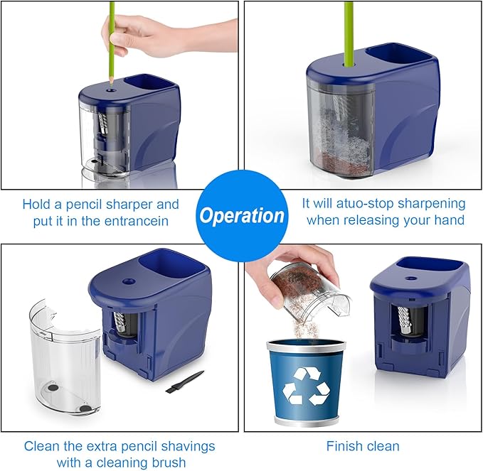 Electric Pencil Sharpener Heavy-Duty Helical Blade Sharpener USB/Battery - Image 6