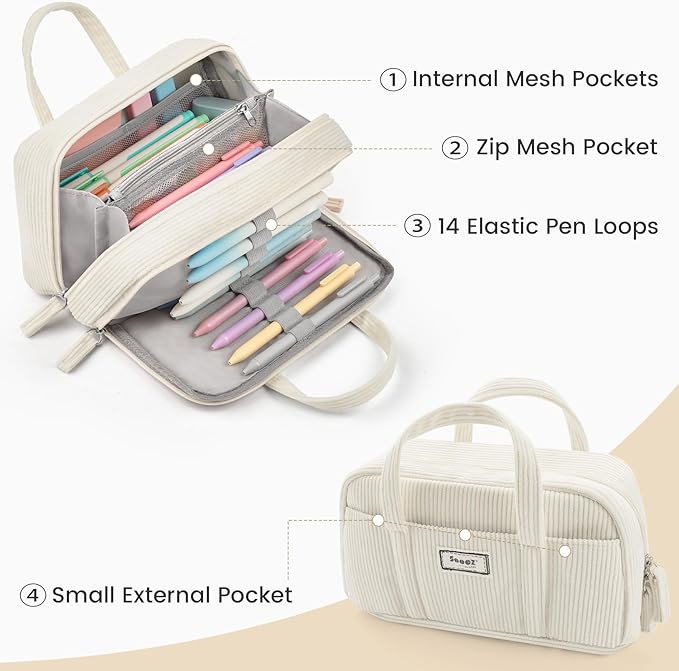 Sooez Large Pencil Case Pouch, Extra Big Pencil Bag - Image 4