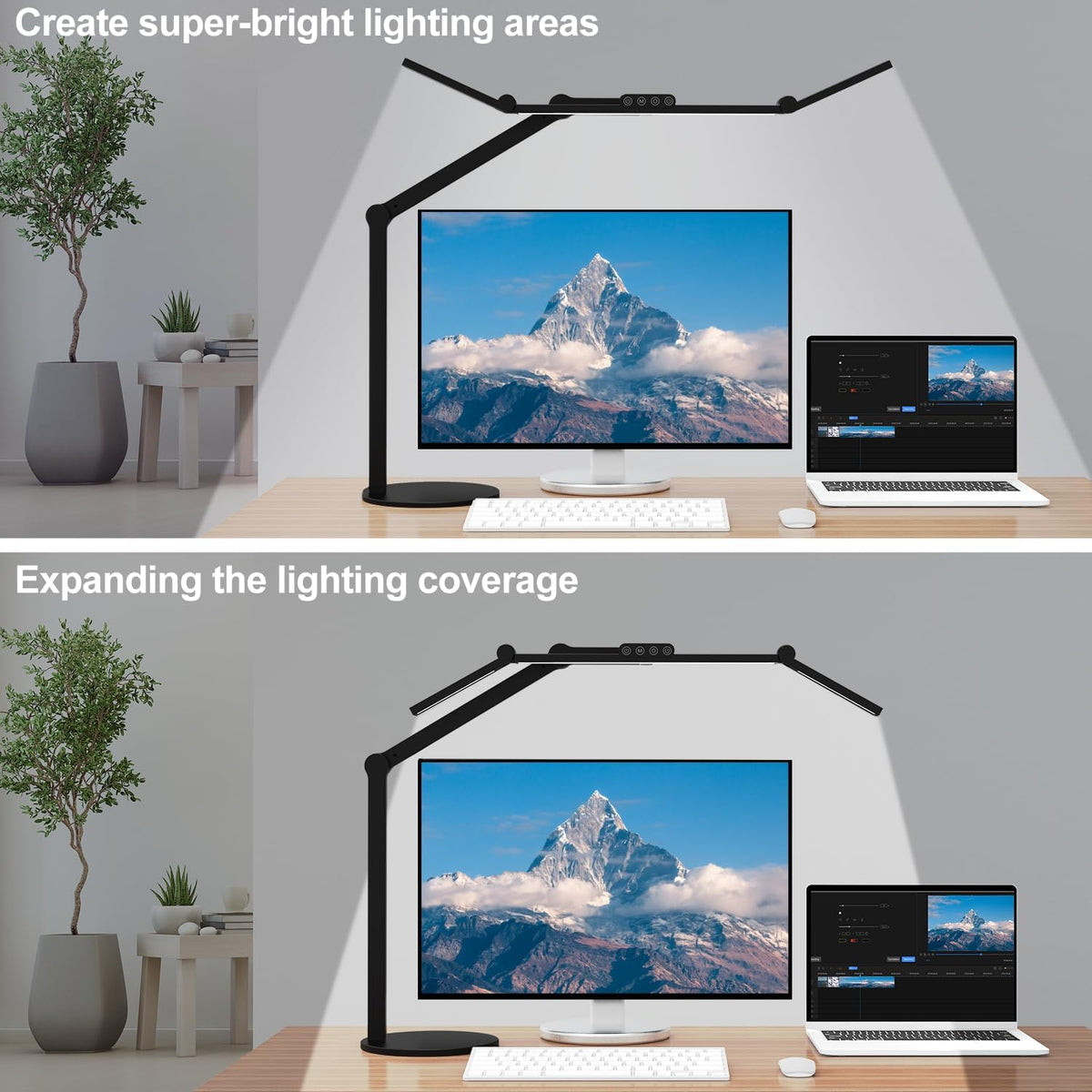 micomlan architect desk lamp with atmosphere lighting, adjustable shown in use