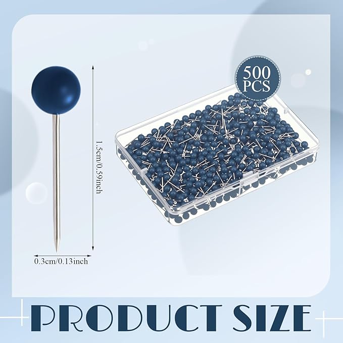 WILLBOND 500 Pack Map Push Pins Map Tacks Small Round Head Push Pins Thumb Tacks - Image 3