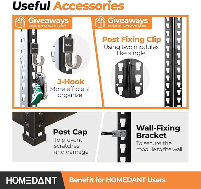 HOMEDANT 35.9" W 5 Tier Heavy Duty Garage Shelving Adjustable Metal Rack - Image 6