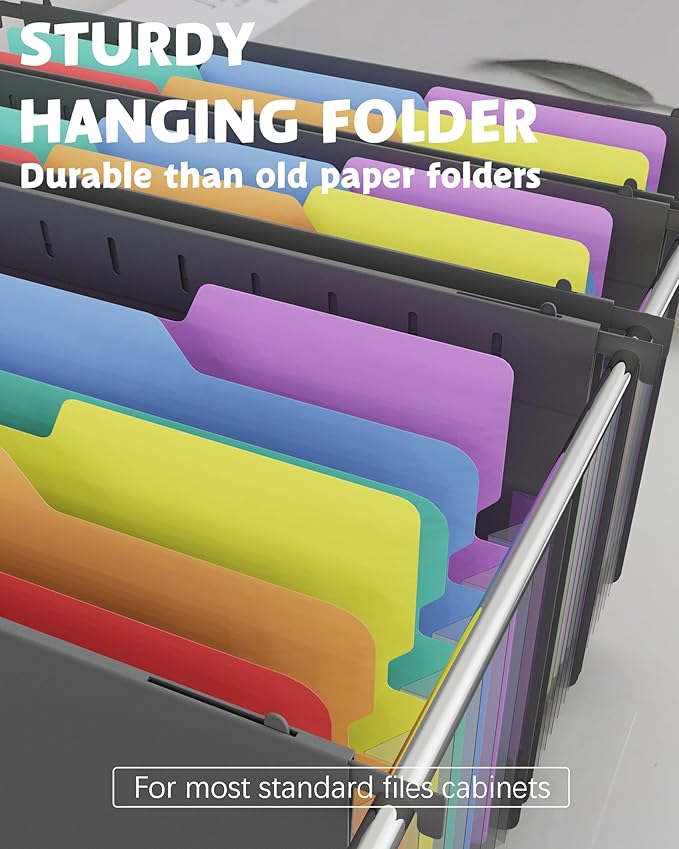 MAIMIS Plastic Expanding Hanging File Folders, 7 Pocket Extra Capacity - Image 5