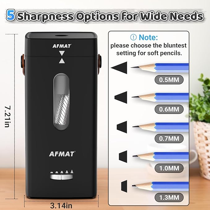 AFMAT Electric Pencil Sharpener, Fully Automatic Pencil Sharpener, Auto in & Out - Image 3