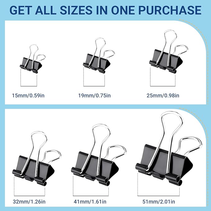 60 PCS Large Binder Clips – 2Inch 51mm Big Black Metal Paper Clamps, Extra - Image 4