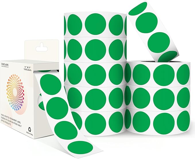 Green 1 Inch Round Color Coding Dot Labels, 10 Rolls 10000 Dot Stickers in by Unknown