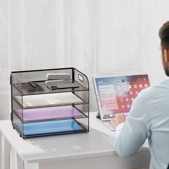 Marbrasse 2 Pack 4 Tier Paper Organizer Letter Tray - Image 6