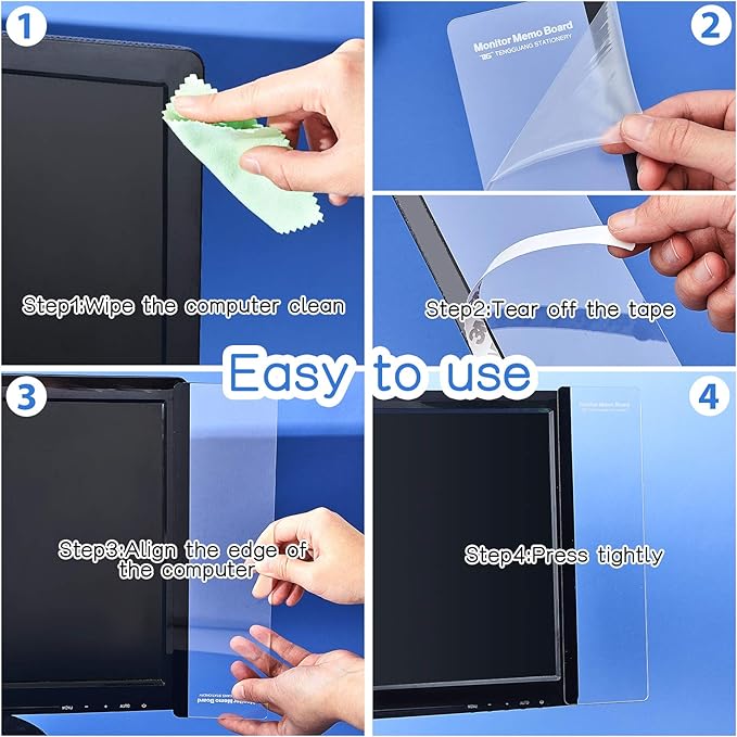 Zonon 4 Pieces Computer Monitor Notes Screen Monitor Memo Board Sticky Note - Image 3