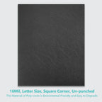 Binditek 16 Mil Leather-Textured Polycovers, 8.5x11 Inches, Black, 50 Pack | Leather-Textured Binding Covers, 8.5x11 Inches Letter Size, Plastic Binding Presentation Covers, Square Corners, Unpunched