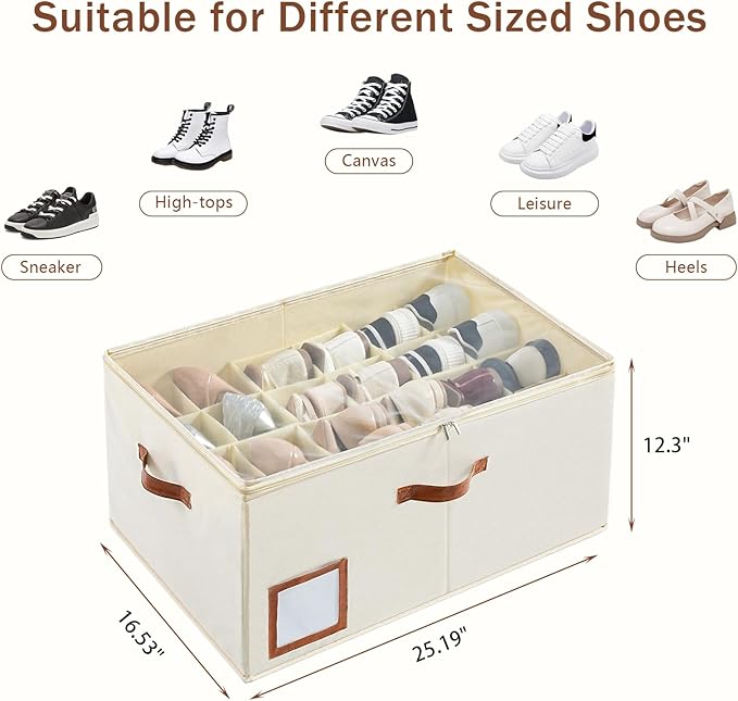 INSTY Shoe Organizer for Closet Fit 24 Pairs, Large Foldable Shoe Storage - Image 2