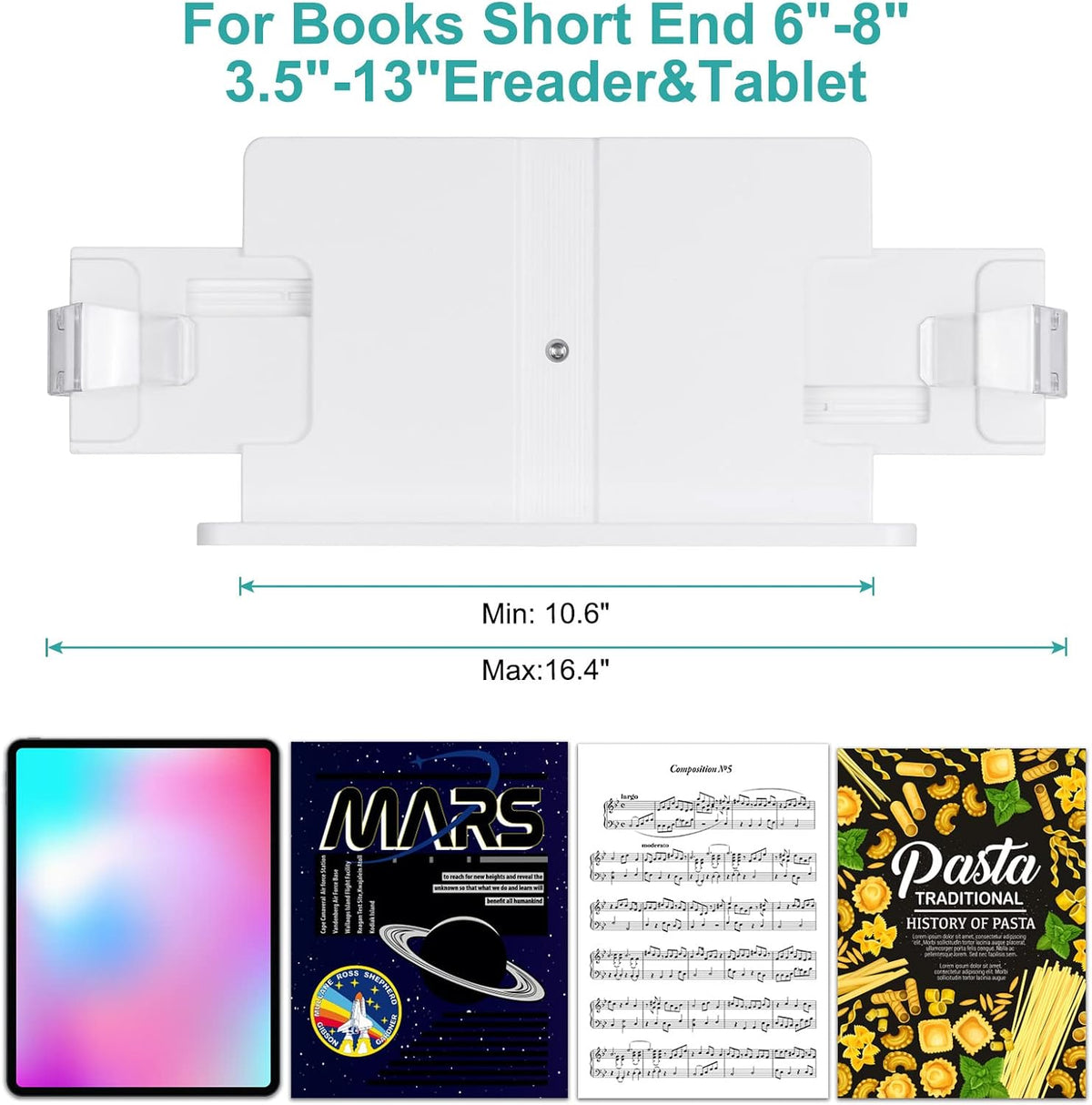 PATIKIL Book Stand for Reading, Metal Reading Rest Book Holder with Page Clip...