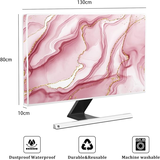 Baocicco Gold Pink Marble Waterproof TV Display Screen Cover 55 Inch TV - Image 2