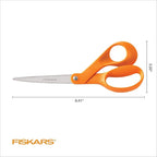 Fiskars 8" Original Orange-Handled Stainless Steel Scissors, Ergonomic and - Image 2