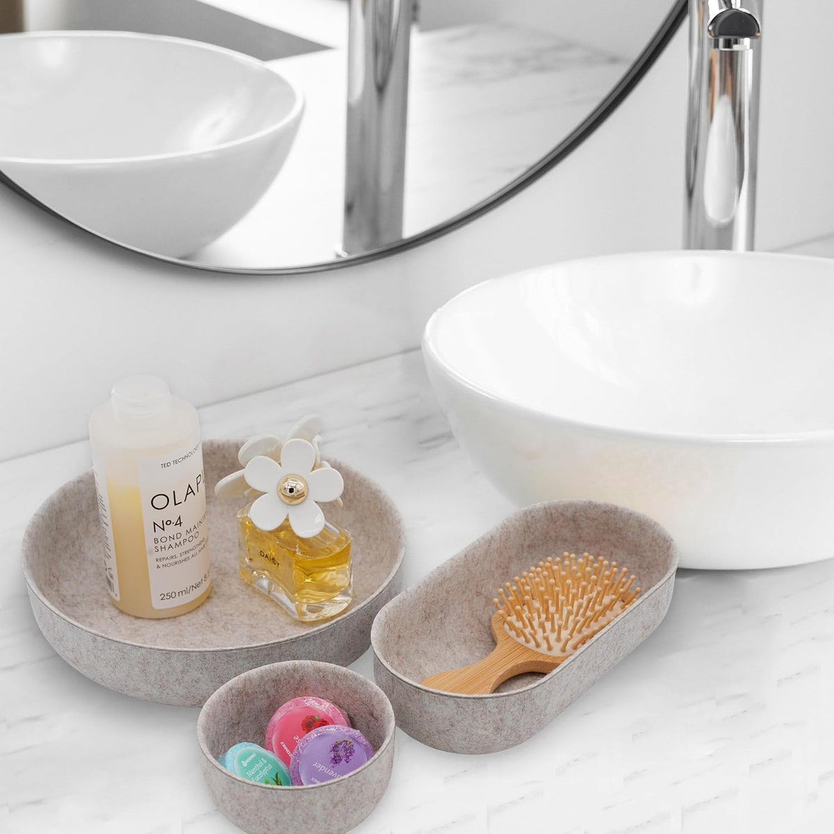 Welaxy EDC Cathall Desk Organizer tray Oatmeal felt bowl nightstand Caddy