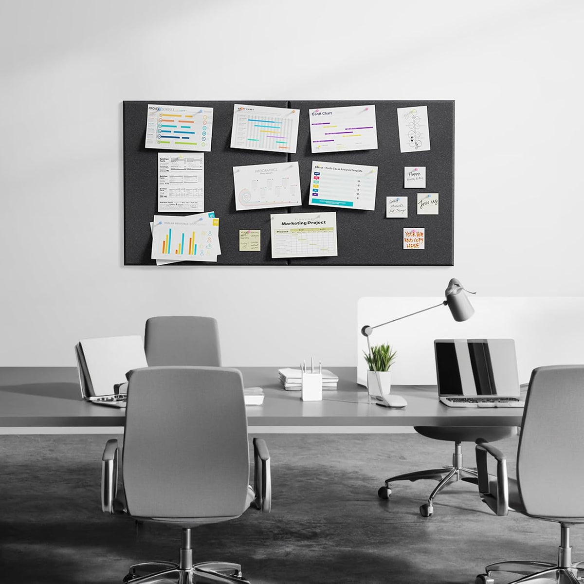 MaxGear Extra Large Bulletin Board 72" x 48", Black Felt Wall Tiles...