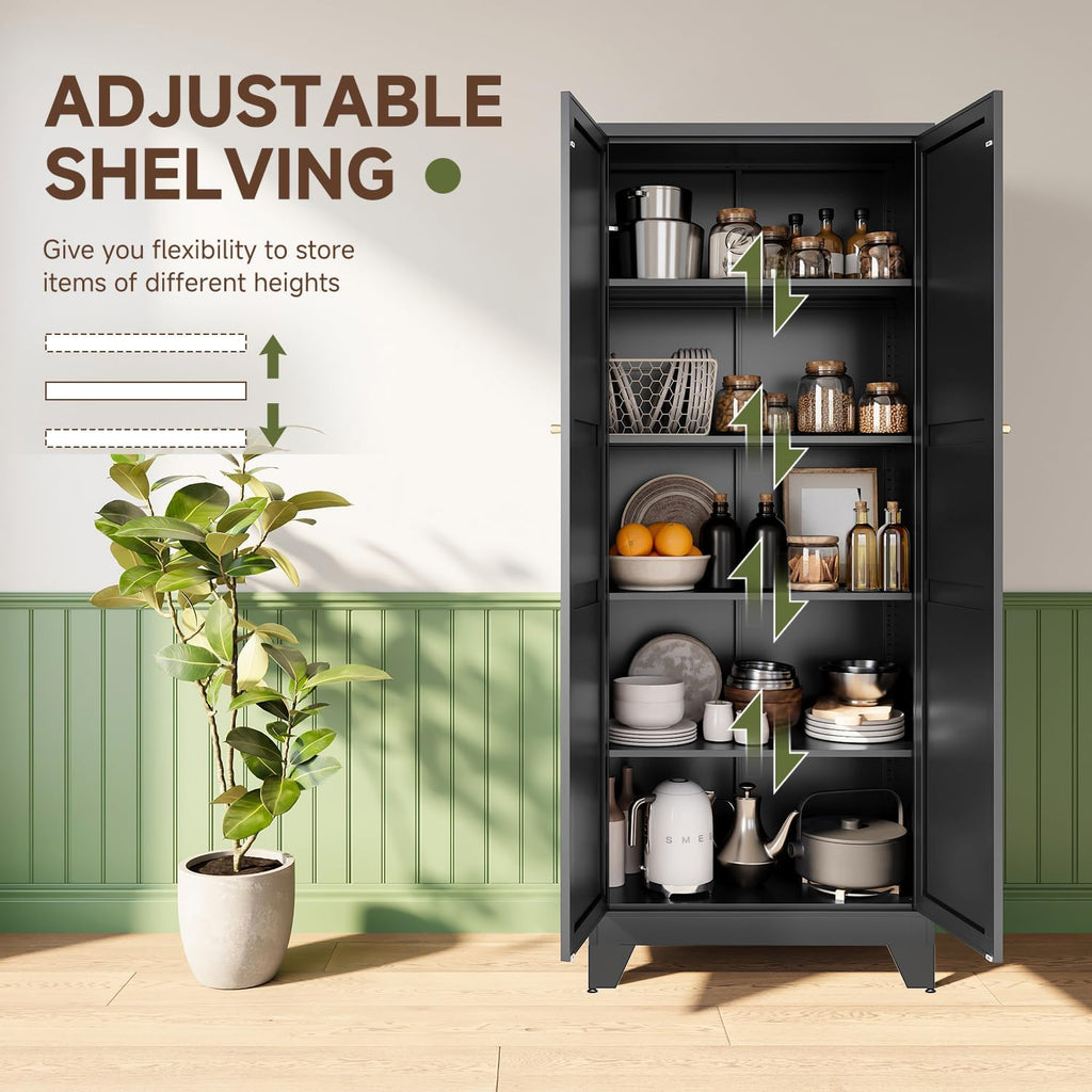 letaya 75" h metal storage cabinet with 2 on a desk or shelf