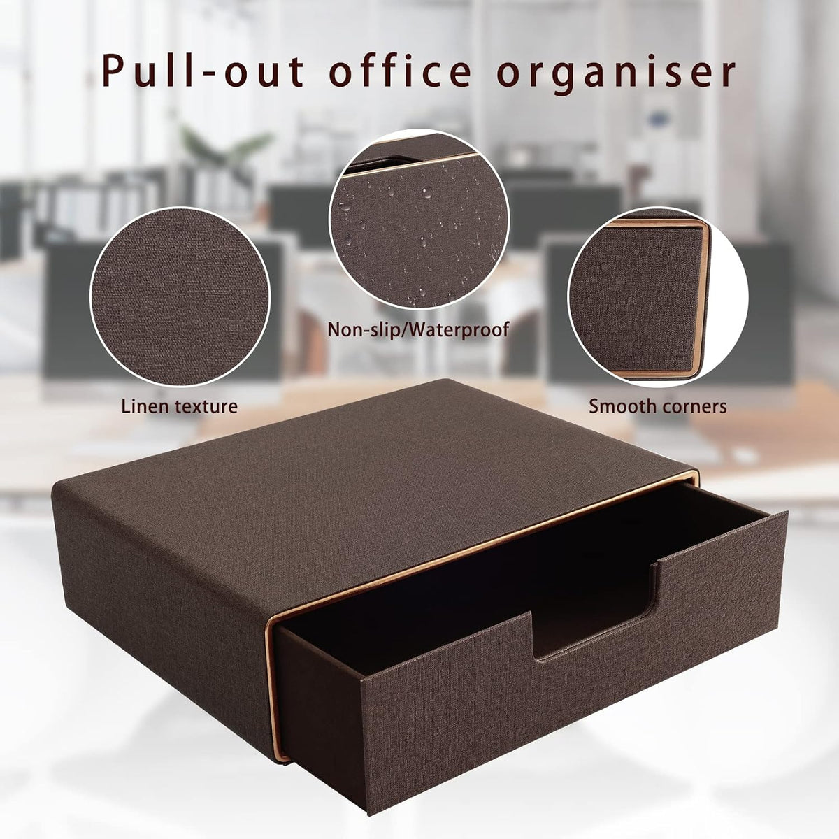 Stackable Organizer Drawer Classic Brown Pu Leather Handmade,Organize Home Of...