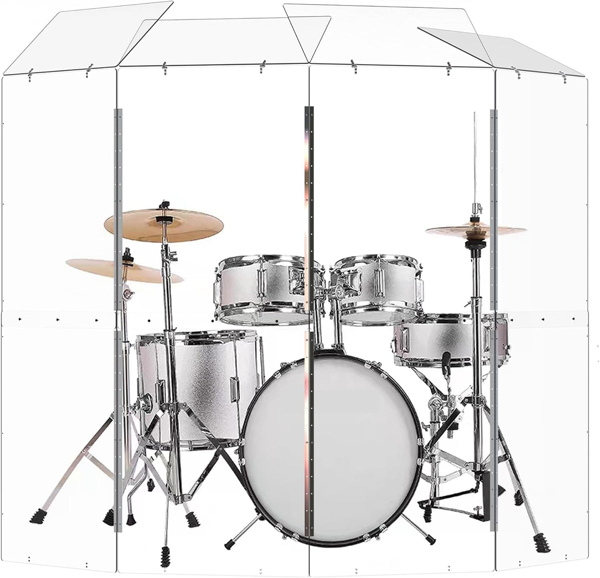 portable drum shield w/deflectors | 4-panels 2ft x, main product view