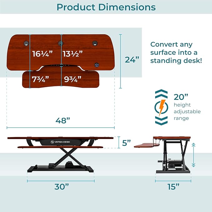 VERSADESK 48 Inch Electric Height Adjustable Ergonomic Desk Converter, - Image 4