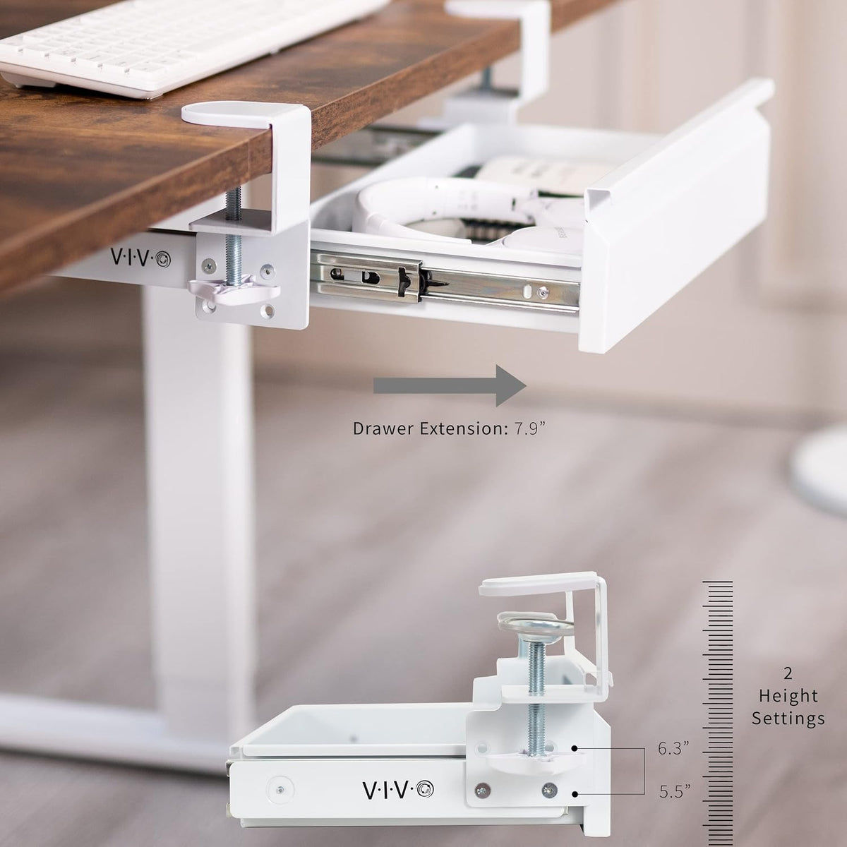 VIVO 16 inch Clamp-On Sliding Pull-out Drawer without Shell for Office Desk, ...