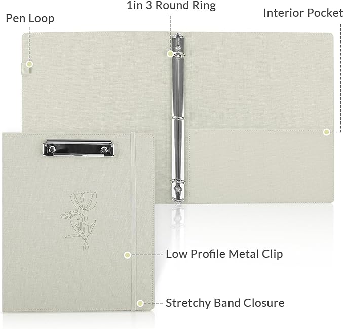 SKYDUE Clipboard Binder with Dividers, 1 Inch 3 Ring Binder with Clipboard on - Image 4